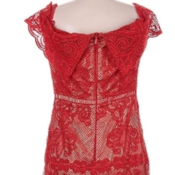 StyleStalker Red Lace Midi Cocktail Dress – Size M - Picture 4 of 6